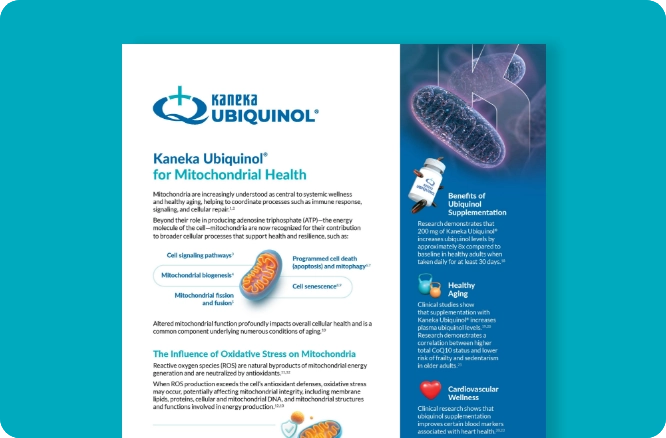 Kaneka Ubiquinol® for Mitochondrial Health fact sheet