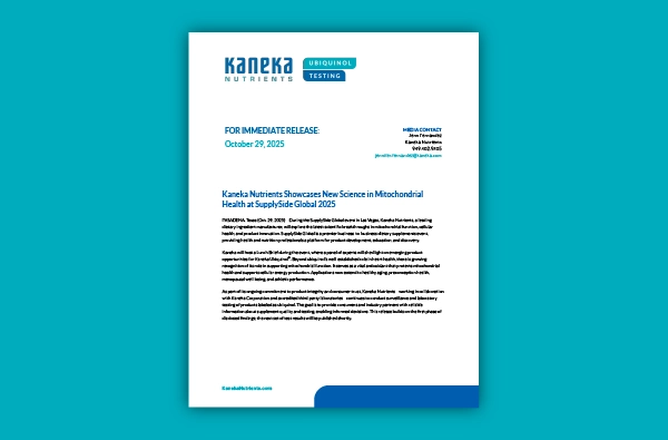 Kaneka Nutrients Showcases New Science in Mitochondrial Health at SupplySide Global 2025